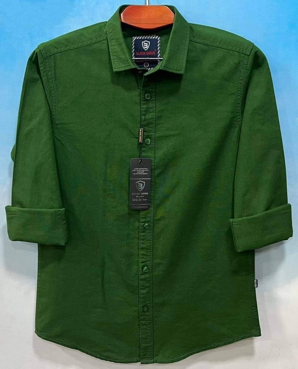 Men's Long Sleeve Solid Shirt green- 07 (P-244)