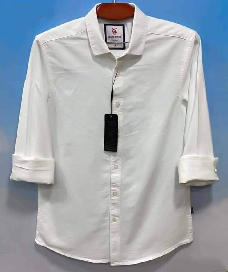 Men's Long Sleeve Solid Shirt white - 04 (P-241)